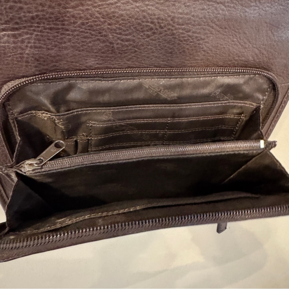 Vintage Fossil Leather Messenger Crossbody Bag Brown Built in Wallet‎ 75082 - Picture 5 of 16